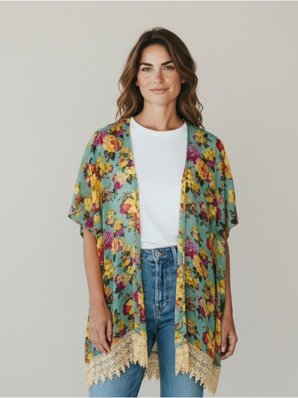 LA Hearts Womens Floral Kimono Wrap Cardigan One Size. Very Good Conditi…